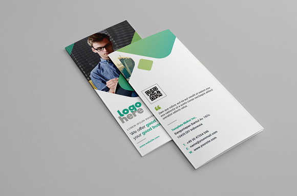 Green Trifold Brochure in Brochure Templates - product preview 5