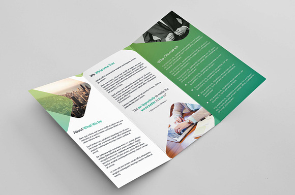 Green Trifold Brochure in Brochure Templates - product preview 6