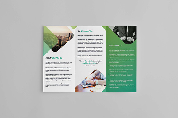 Green Trifold Brochure in Brochure Templates - product preview 7