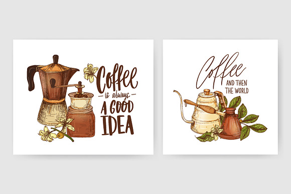 Coffee bundle, seamless, composition in Illustrations - product preview 5