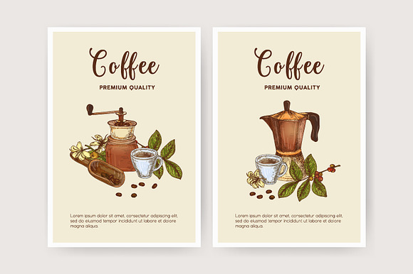Coffee bundle, seamless, composition in Illustrations - product preview 8