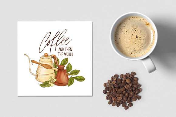 Coffee bundle, seamless, composition in Illustrations - product preview 9