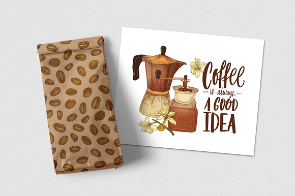 Coffee bundle, seamless, composition in Illustrations - product preview 11