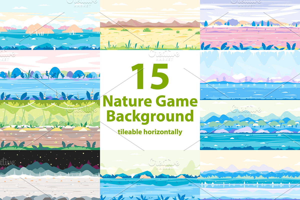 Nature Game Backgrounds Set in Illustrations - product preview 8