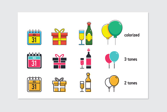 55 happy new year icons in 3 styles in Simple Icons - product preview 1