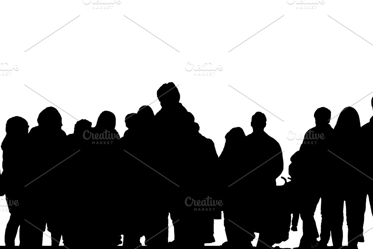 Group of People Back View Isolated P in Illustrations - product preview 8