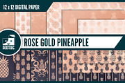 Rose gold pineapple digital paper