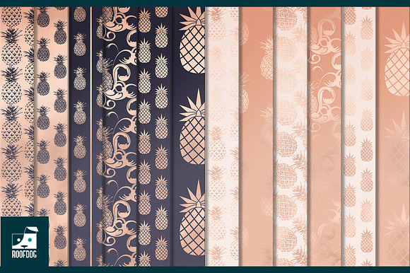 Rose gold pineapple digital paper in Patterns - product preview 1
