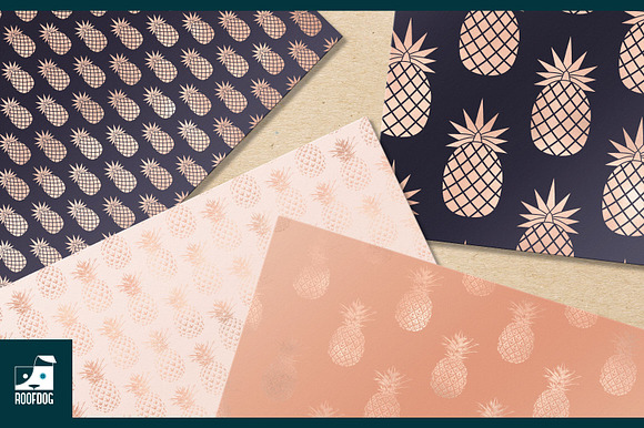 Rose gold pineapple digital paper in Patterns - product preview 3
