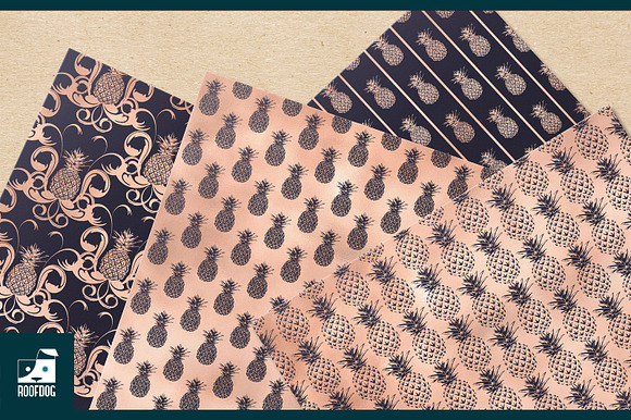 Rose gold pineapple digital paper in Patterns - product preview 4