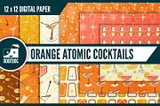 Orange cocktail shaker digital paper
