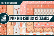 Mid century cocktail digital paper