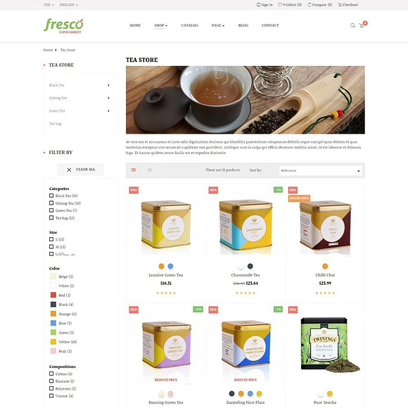 LEO FRESCO - HERBAL AND SPICED TEA S in Bootstrap Themes - product preview 2