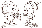 Two little girls fighting