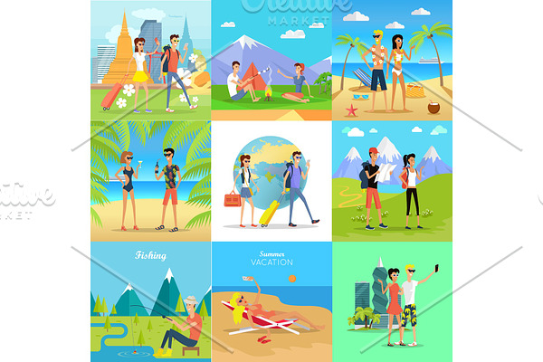 Set of People on Vacation Vector