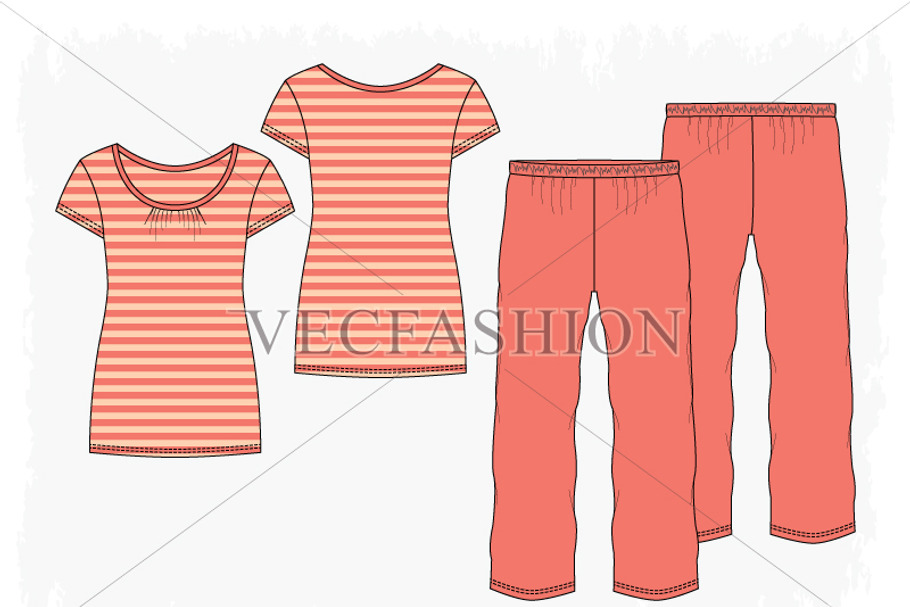 Woman Nightwear Pajama Set in Illustrations - product preview 8