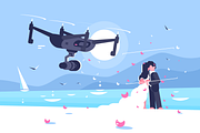 Shooting drone over wedding