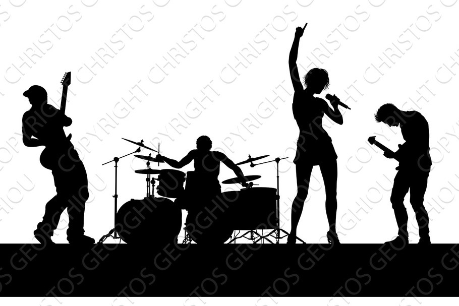 Music Band Concert Silhouettes in Illustrations - product preview 8