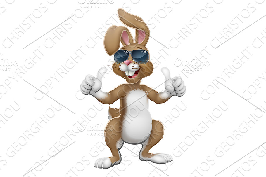 Easter Bunny Cool Rabbit Cartoon in Illustrations - product preview 8