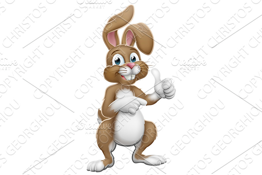 Easter Bunny Rabbit Cartoon Thumbs in Illustrations - product preview 8