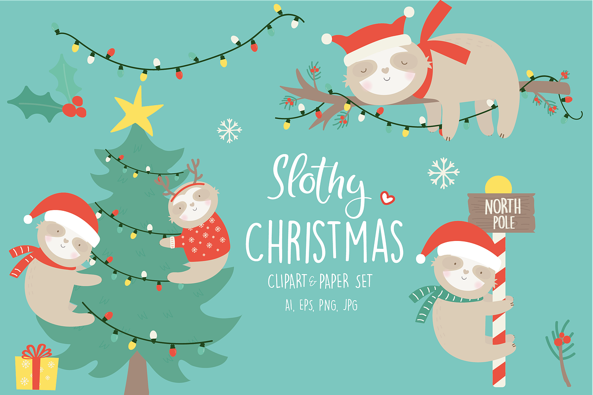 60% off-Slothy christmas in Illustrations - product preview 8