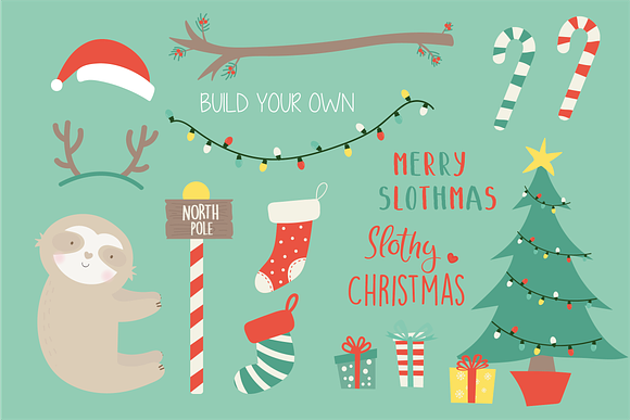 60% off-Slothy christmas in Illustrations - product preview 3