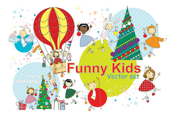 Vector set "Funny Kids" in Illustrations - product preview 5