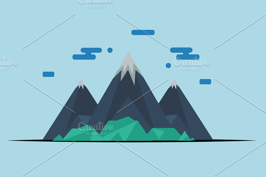mountains  flat design in Illustrations - product preview 8