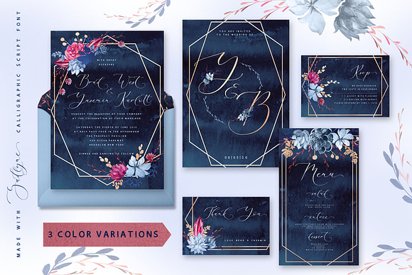 Floral wedding graphic & script font in Wedding Templates - product preview 1