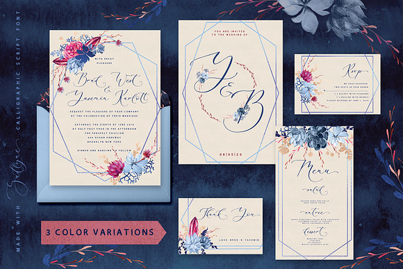 Floral wedding graphic & script font in Wedding Templates - product preview 2