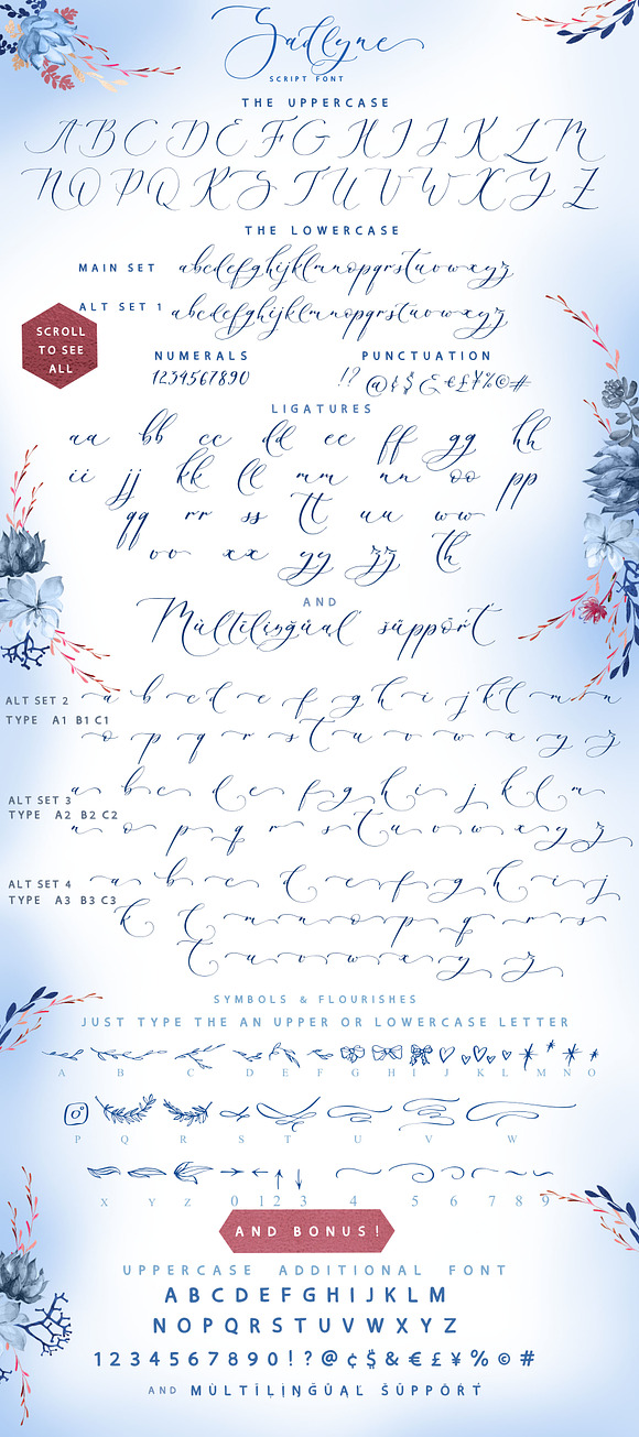 Floral wedding graphic & script font in Wedding Templates - product preview 7