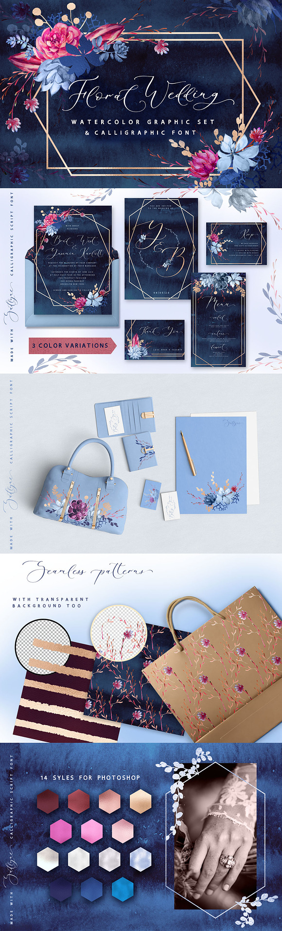 Floral wedding graphic & script font in Wedding Templates - product preview 20