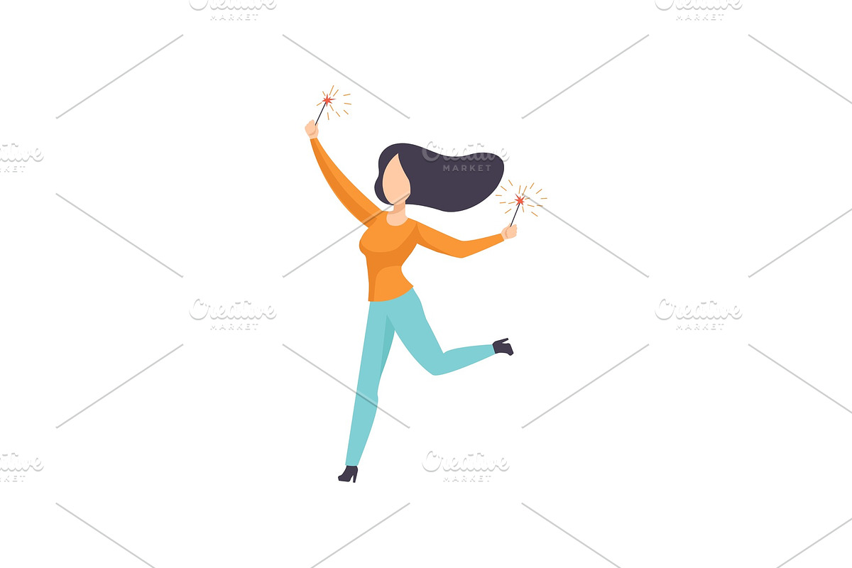 Beautiful brunette woman dancing in Illustrations - product preview 8