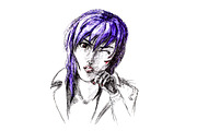 Figure ballpoint pen, emo goth with