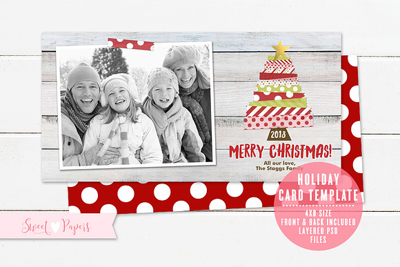 Holiday Photo Card Template  in Card Templates - product preview 3