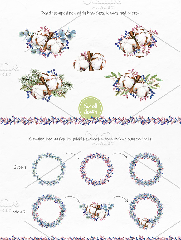 Watercolor Winter Wreaths | Clipart in Illustrations - product preview 1