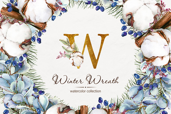 Watercolor Winter Wreaths | Clipart in Illustrations - product preview 6