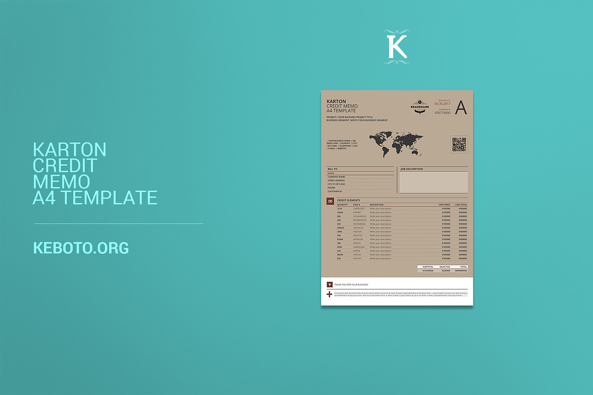 Karton Credit Memo A4 Template in Stationery Templates - product preview 8