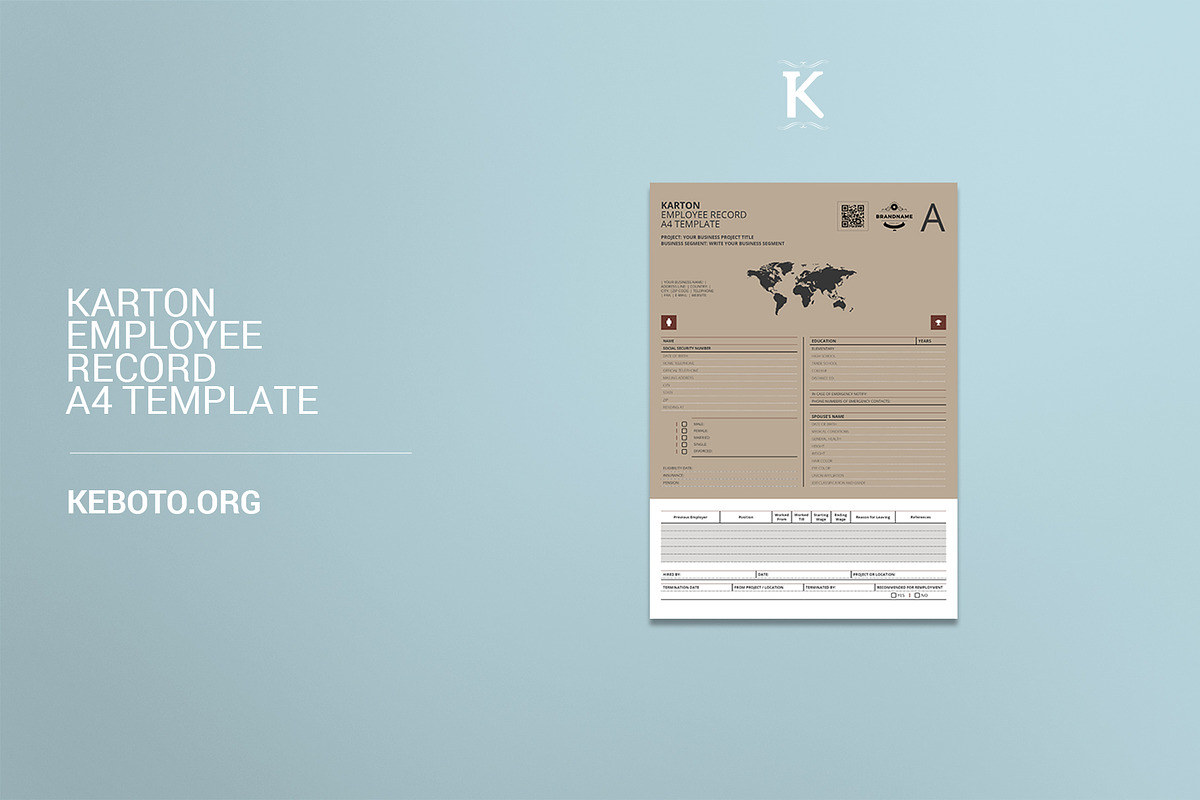 Karton Employee Record A4 Template in Templates - product preview 8