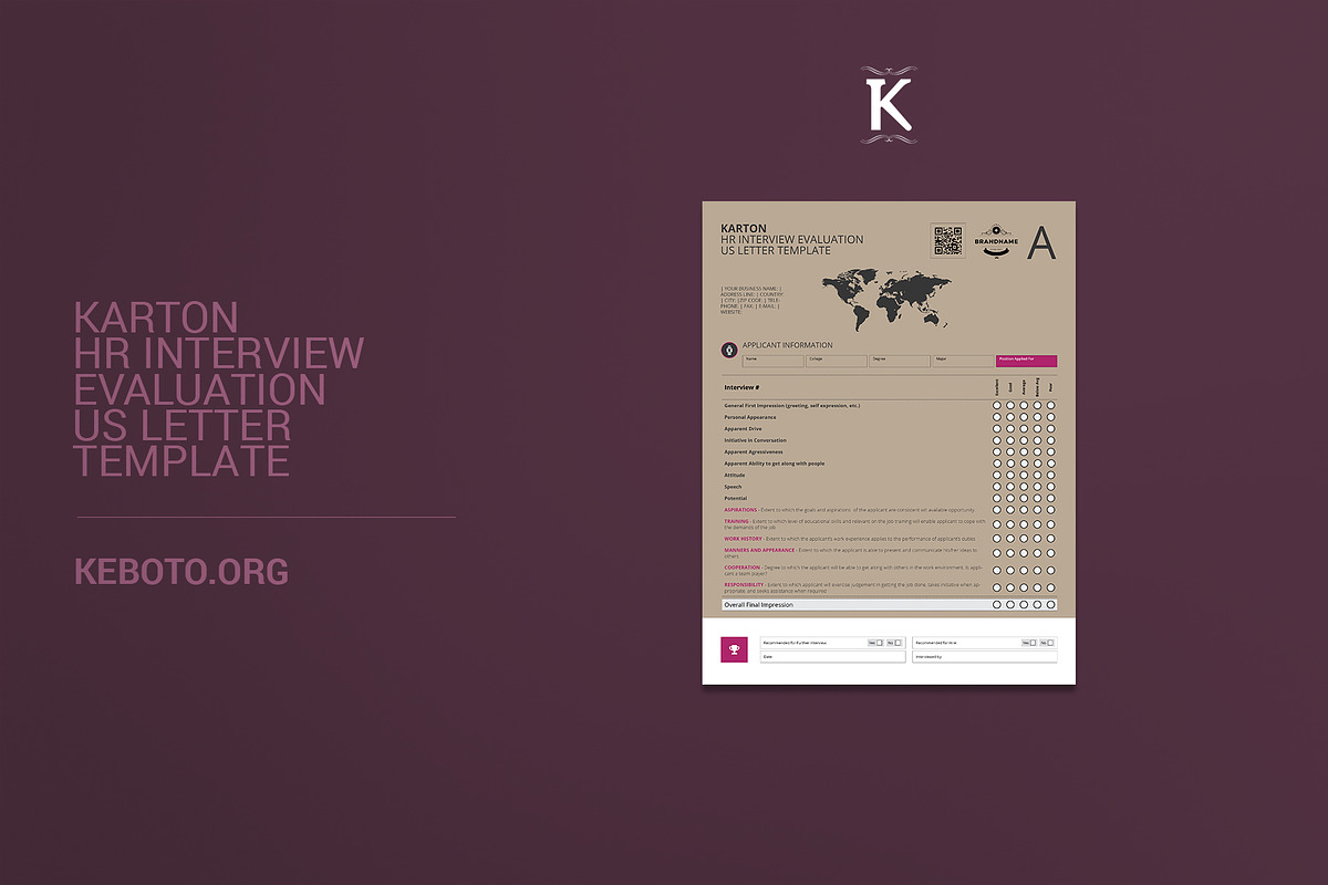 Karton HR Interview Evaluation USL in Stationery Templates - product preview 8