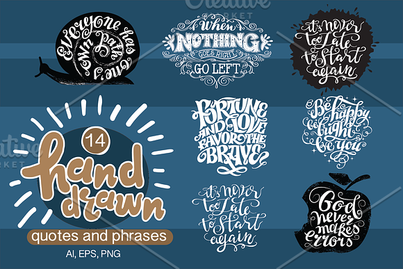 14 hand drawn quotes and phrases  in Illustrations - product preview 4