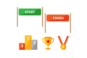 Sport competition flat icon set