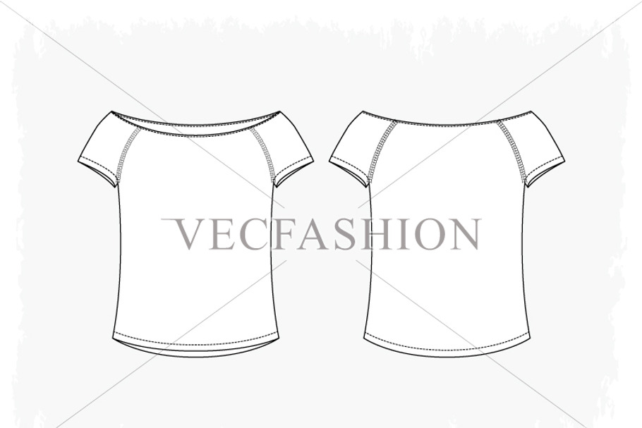 Woman Off Shoulder Slim Fit Tee in Illustrations - product preview 8