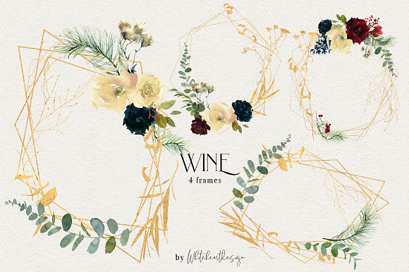 Wine Watercolor Floral Clipart Kit in Illustrations - product preview 10