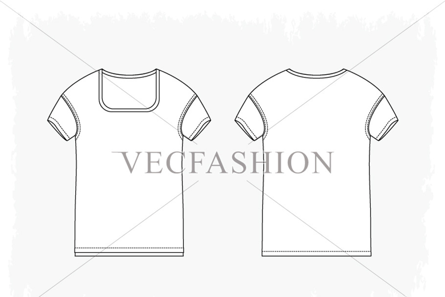 Woman U Neck Slim Fit Tee in Illustrations - product preview 8