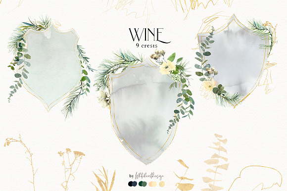 Wine Watercolor Floral Clipart Kit in Illustrations - product preview 20
