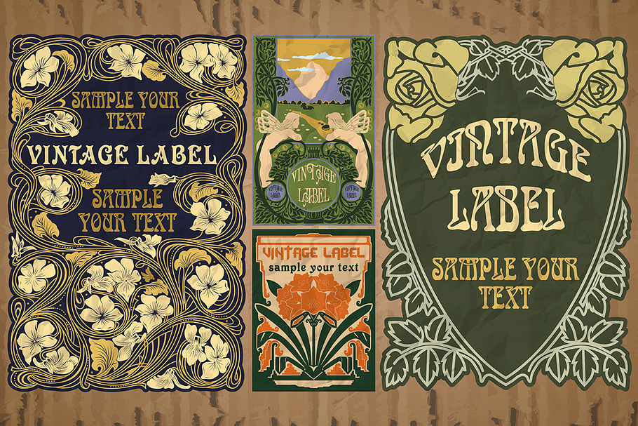 Label Art Nouveau in Illustrations - product preview 8