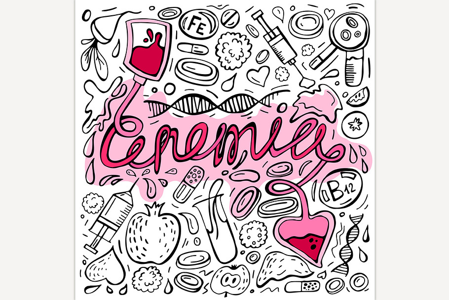 Anemia doodles background in Illustrations - product preview 8
