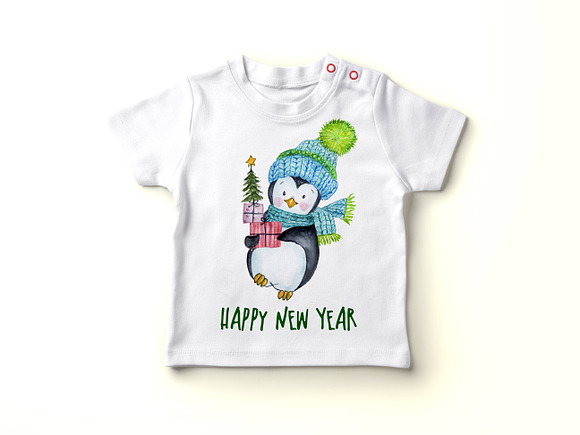 Cute Watercolour Penguins clipart in Illustrations - product preview 4