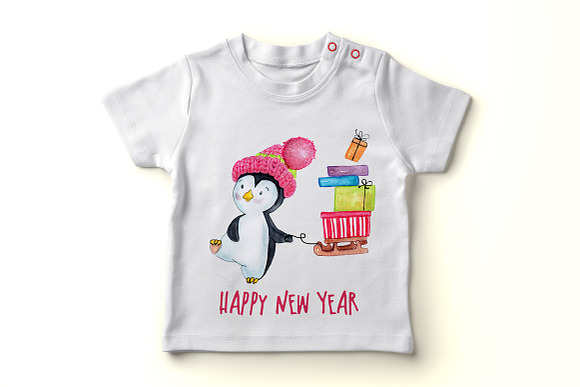 Cute Watercolour Penguins clipart in Illustrations - product preview 5